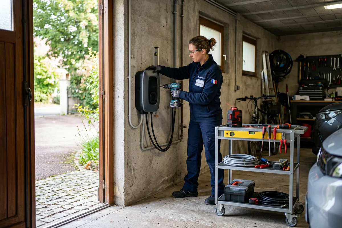 Installation borne de recharge pour voiture électrique dans un garage résidentiel à Chamagnieu Installation borne de recharge pour voiture électrique dans un garage résidentiel à Chamagnieu