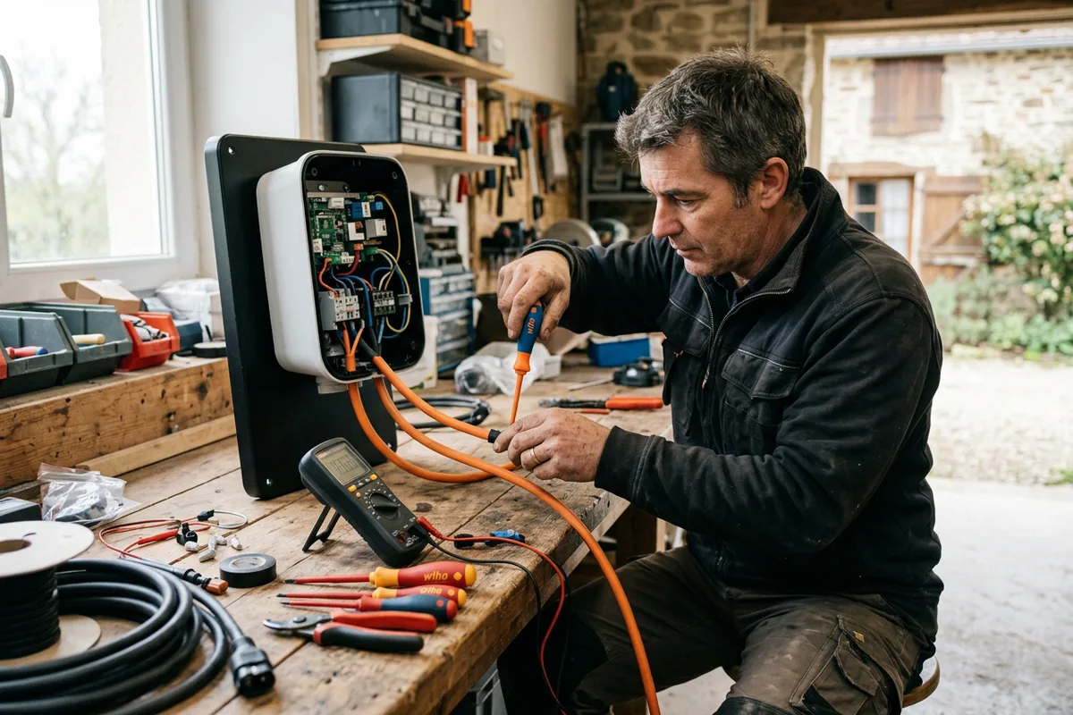 Préparation minutieuse d'une wallbox performante avant raccordement électrique à Rétaud